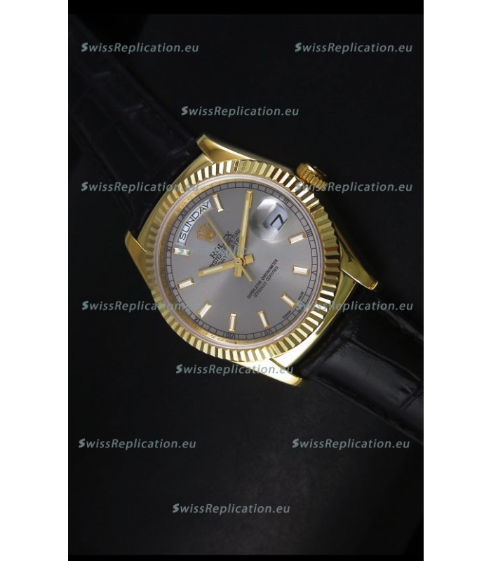 Rolex Day Date 36MM Yellow Gold Swiss Replica Watch - Grey Dial