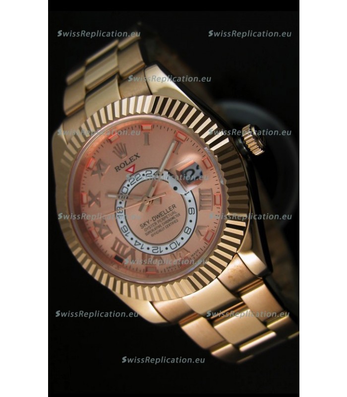 Rolex Sky-Dweller 18K Rose Gold Watch in Salmon Dial Roman Numerals