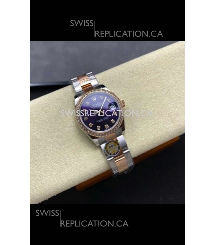 Rolex Super Clone Datejust 31MM Blue Dial Rose Gold Oyster Super Clone Watch 