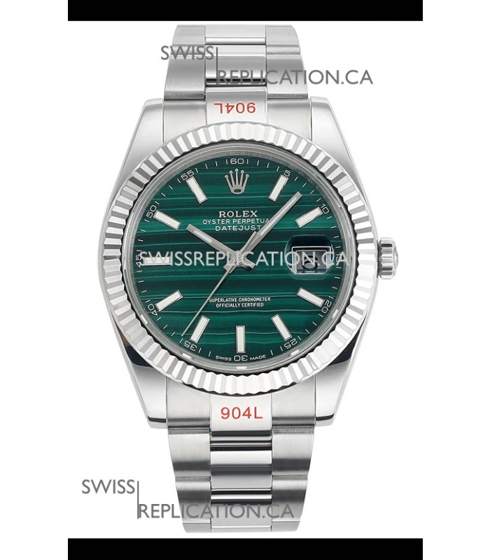 Rolex Datejust Cal.3235 Movement Green Striped Dial 41MM Super Clone Watch 