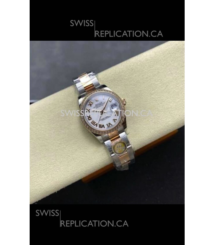 Rolex Super Clone Datejust 31MM White Dial Rose Gold Oyster Super Clone Watch 