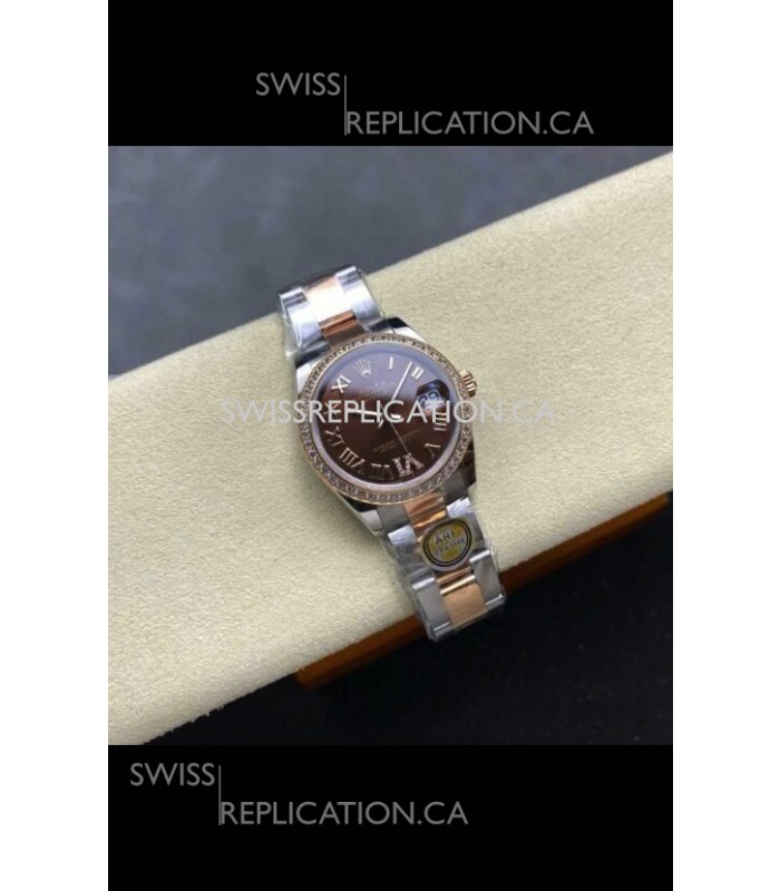 Rolex Super Clone Datejust 31MM Brown Dial Rose Gold Oyster Super Clone Watch 