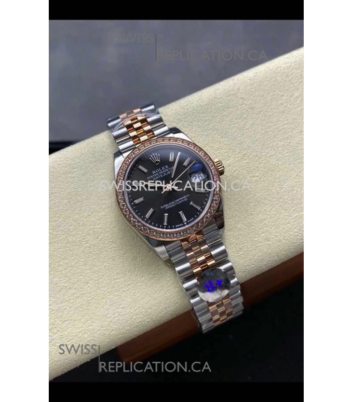 Rolex Super Clone Datejust 31MM Grey Dial Rose Gold Super Clone Watch 