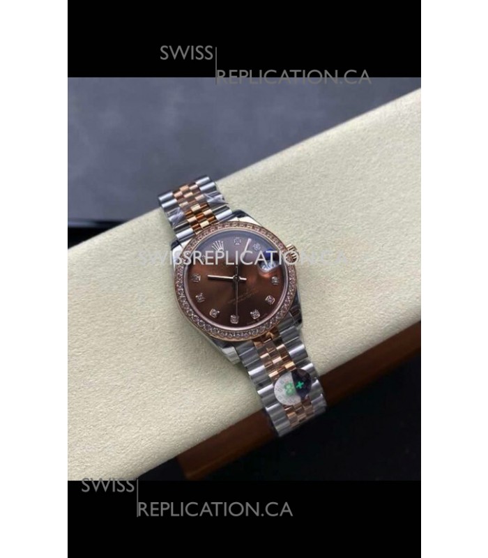 Rolex Super Clone Datejust 31MM Brown Dial Rose Gold Super Clone Watch 