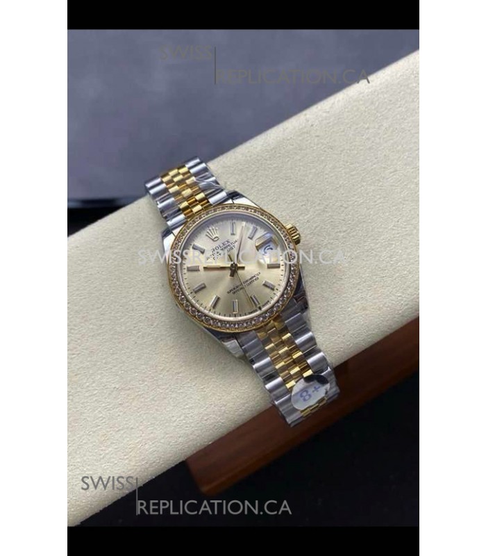 Rolex Super Clone Datejust 31MM Gold Dial Yellow Gold Super Clone Watch 