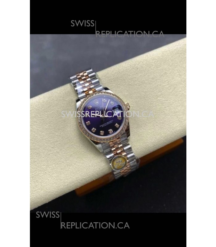 Rolex Super Clone Datejust 31MM Blue Dial Rose Gold Super Clone Watch 