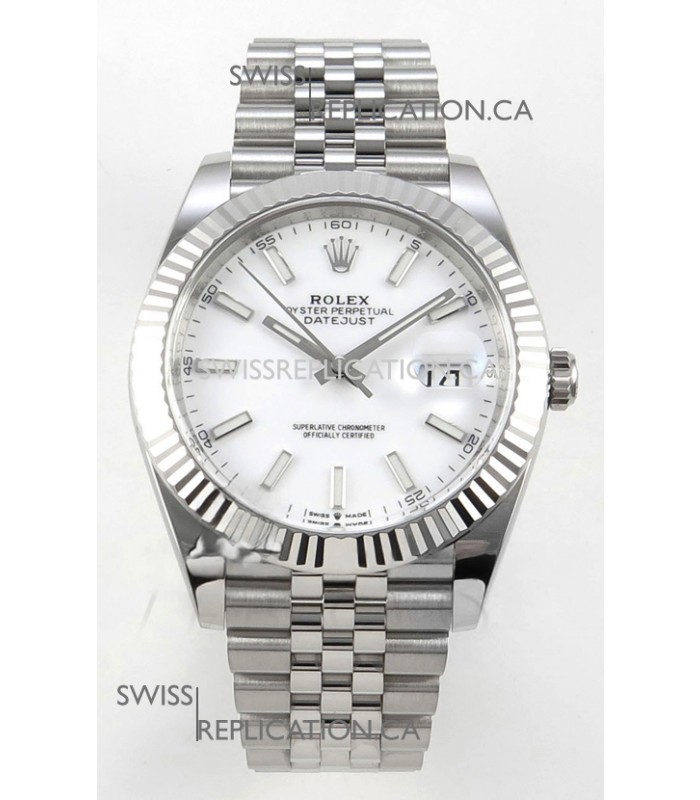 Datejust Super Clone 126334 White Dial 41MM FREE SPRUNG MVMNT 3235 Watch 