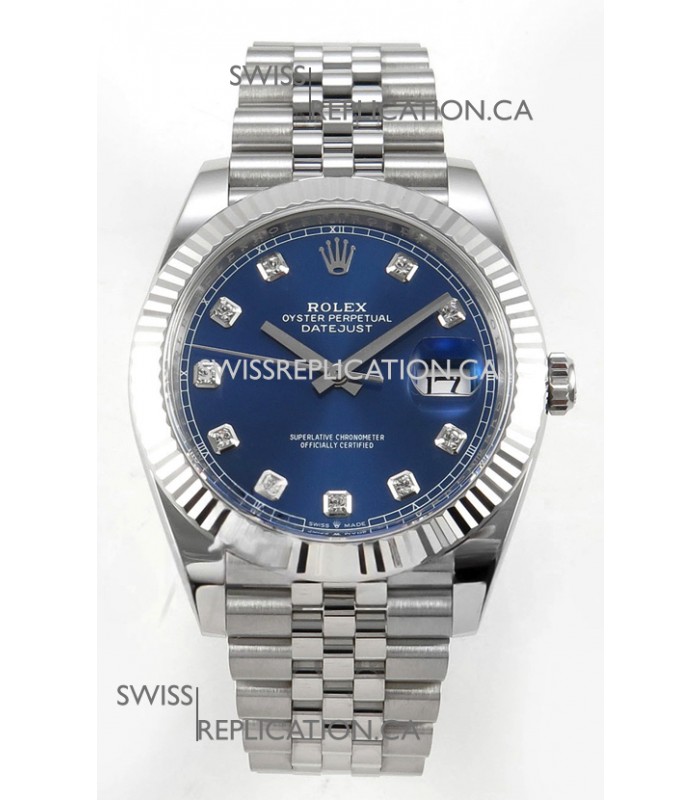 Datejust Super Clone 126334 Blue Diamonds Dial 41MM FREE SPRUNG MVMNT 3235 Watch 