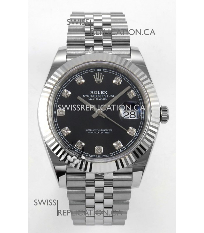 Datejust Super Clone 126334 Black Diamonds Dial 41MM FREE SPRUNG MVMNT 3235 Watch 