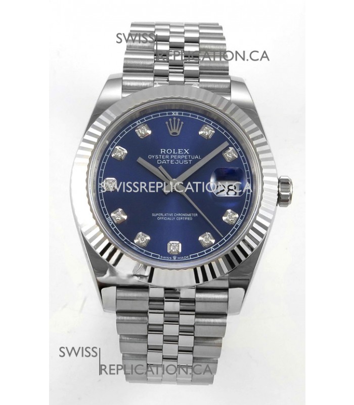 Datejust Super Clone 126334 Blue Diamonds Dial 41MM FREE SPRUNG MVMNT 3235 Watch 