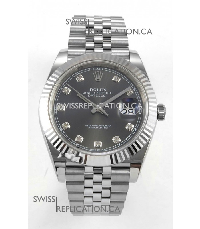 Datejust Super Clone 126334 Grey Diamonds Dial 41MM FREE SPRUNG MVMNT 3235 Watch 