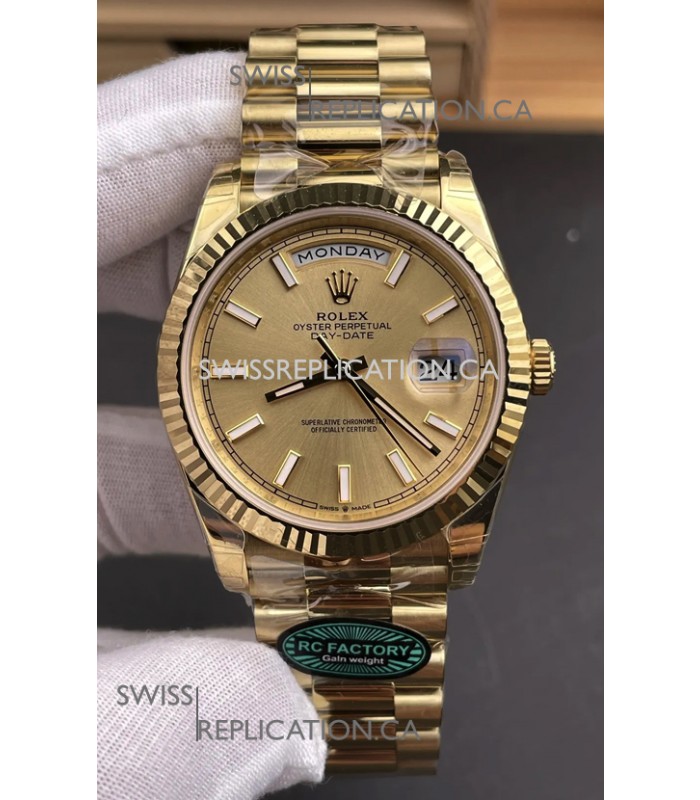 Rolex Day Date 228238 Yellow Gold in Gold Stick Dial Super Clone Watch 