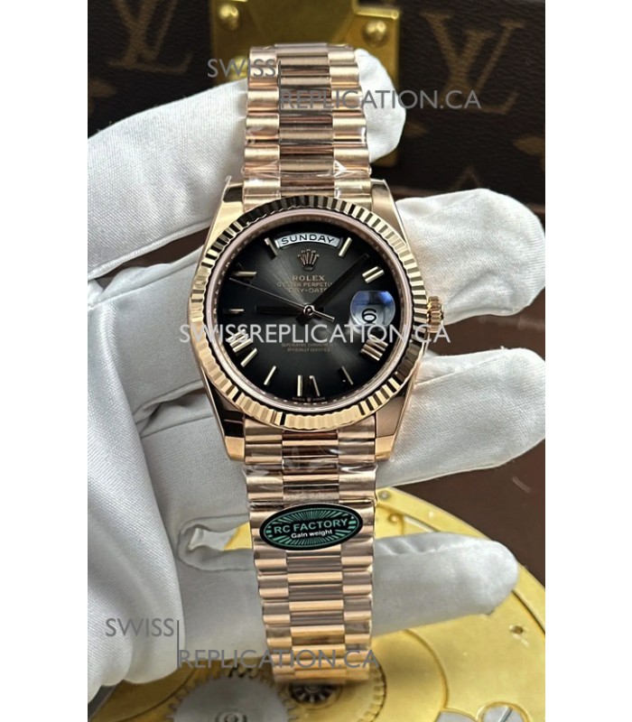 Rolex Day Date 228236 Rose Gold Slate Ombre Dial Super Clone Watch 