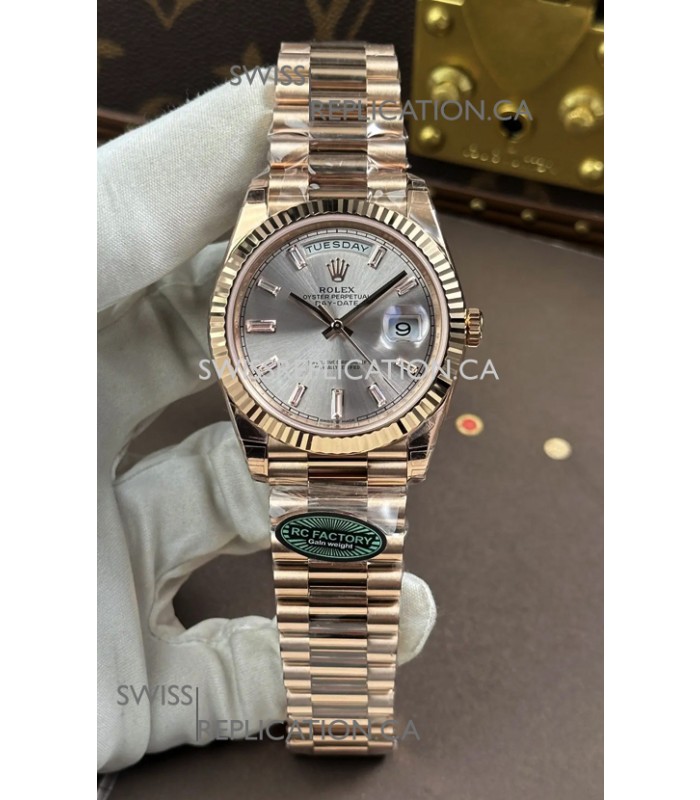Rolex Day Date 228236 Rose Gold Steel Crystal Dial Super Clone Watch 