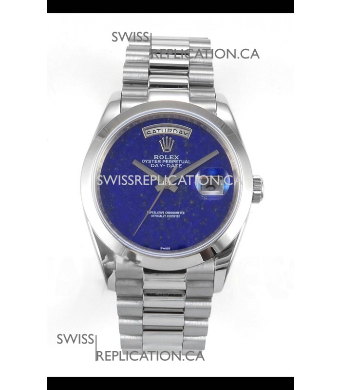 Rolex Day Date Stainless Steel Blue Lapis Dial 36MM Swiss Replica Watch 
