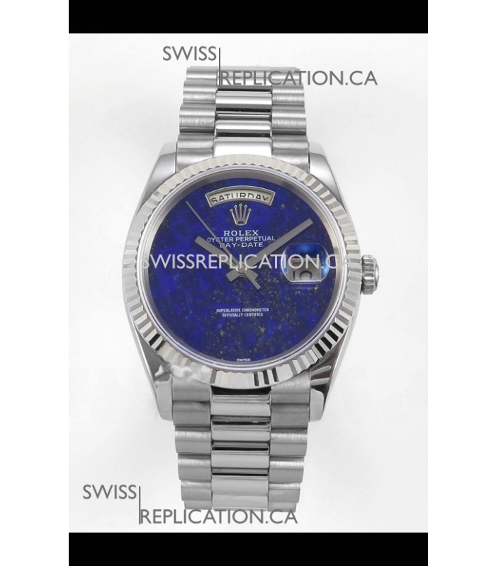 Rolex Day Date Stainless Steel Blue Lapis Dial 36MM Swiss Replica Watch 