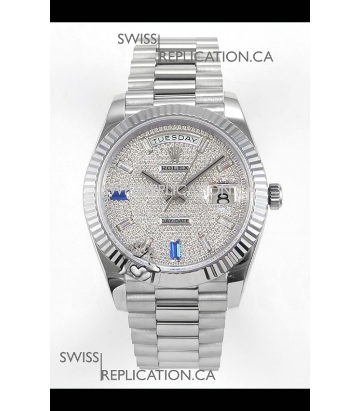 Rolex Day Date Diamonds Dial 40MM Super Clone Watch 