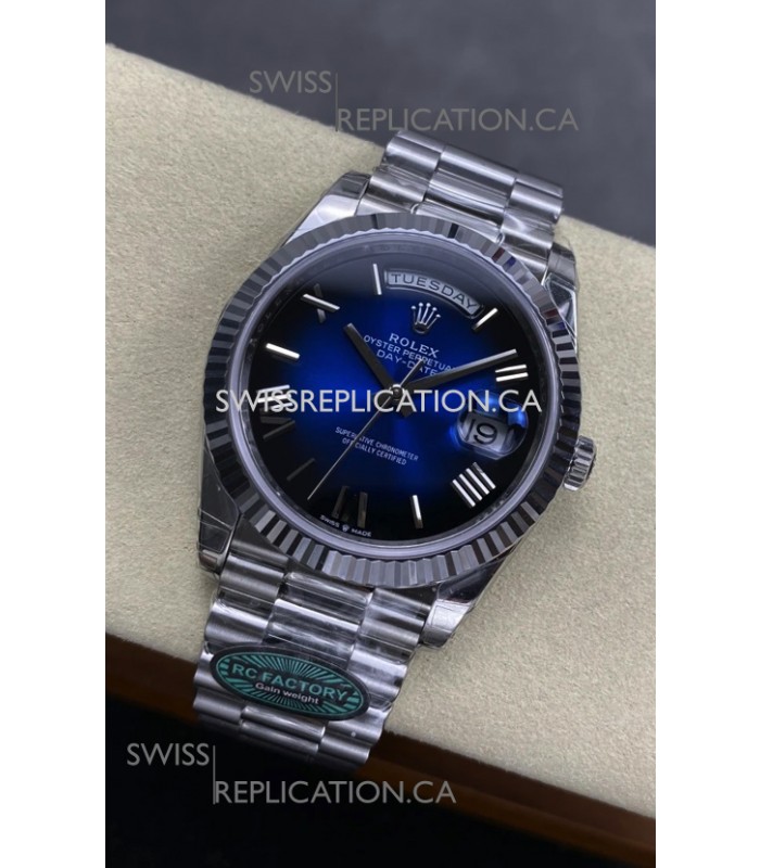Rolex Day Date 228236 Stainless Steel Blue Ombre Super Clone Watch 