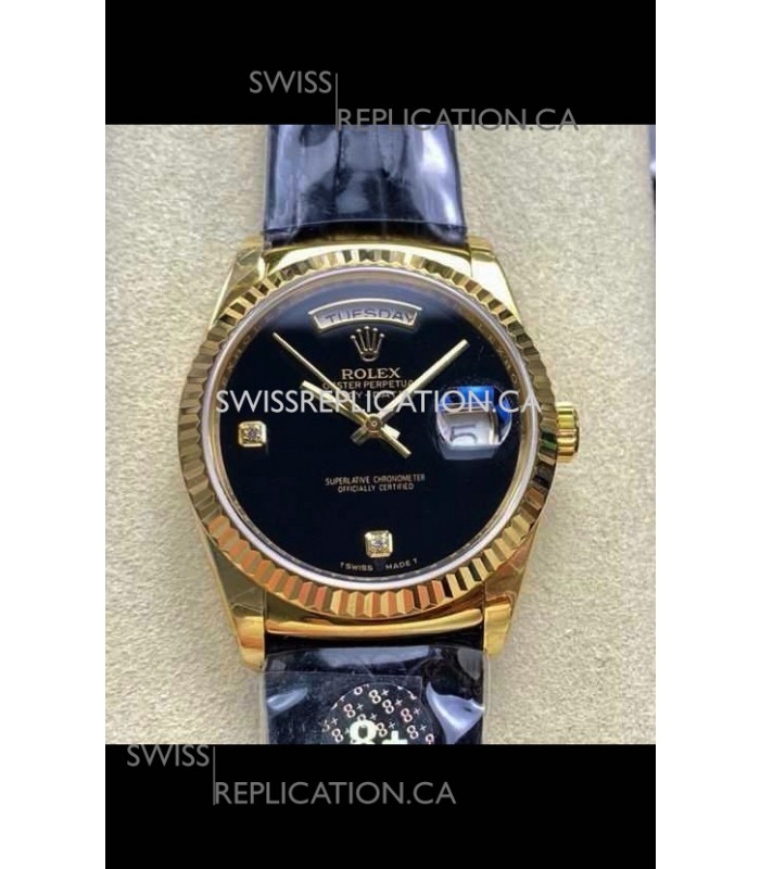 Rolex Day Date 128238 Yellow Gold Black Dial Super Clone Watch 