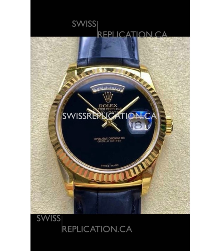 Rolex Day Date 128238 Yellow Gold Black Dial Super Clone Watch 