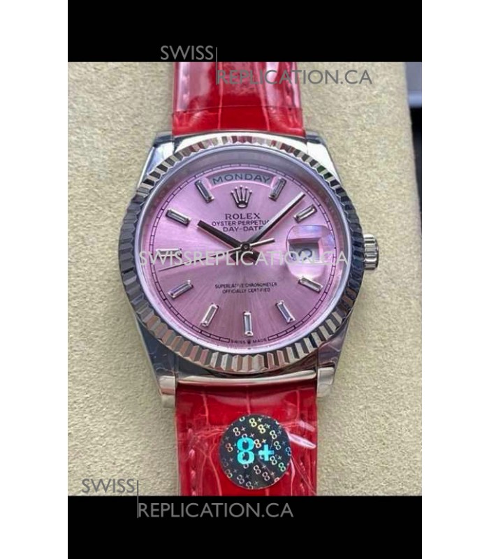 Rolex Day Date 128236 Stainless Steel Pink Dial Super Clone Watch 