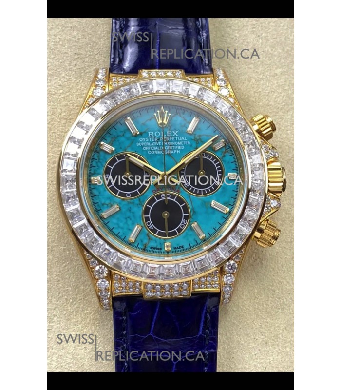 Rolex Daytona 126518LN Yellow Gold Turquoise Dial FREE SPRUNG MVMT Super Clone Watch 