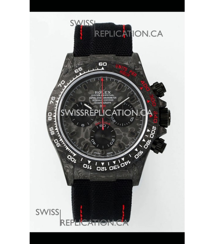 Rolex Daytona DiW Forged Cabon Casing Black Nylon Strap Super Clone Watch 