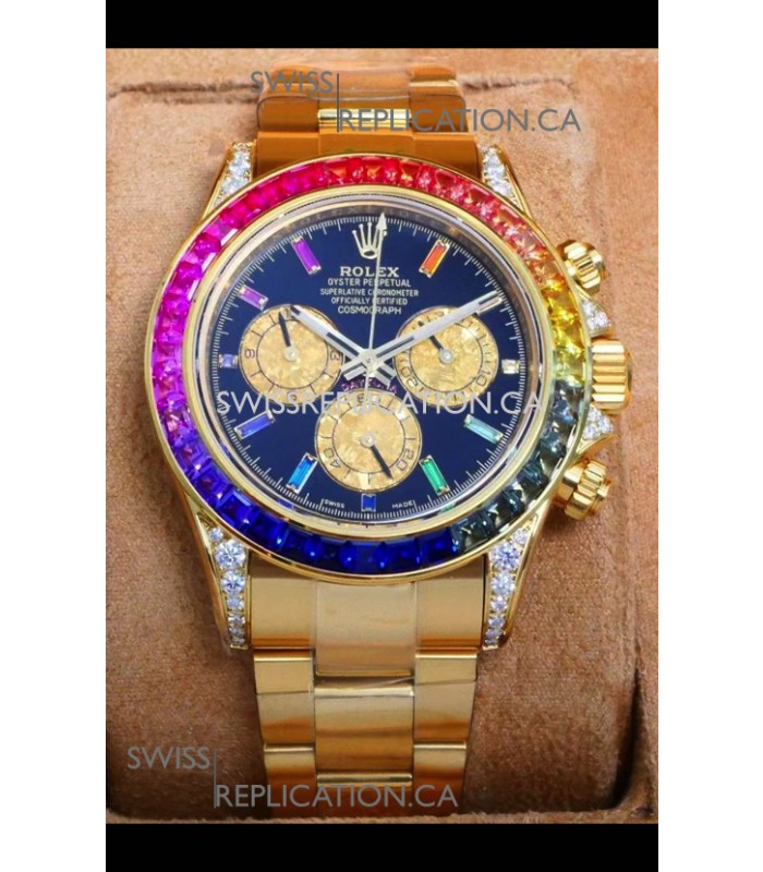 Rolex Daytona 116568 Yellow Gold Black Dial Super Clone Watch 