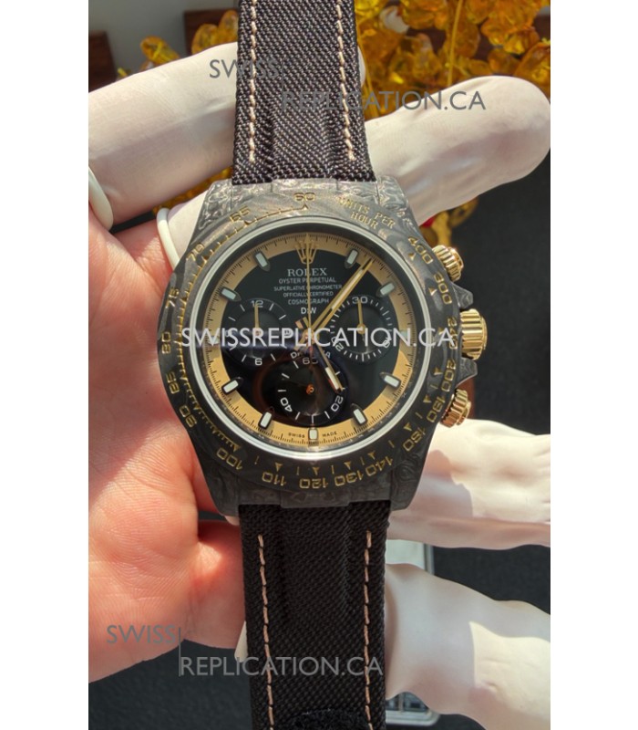 Rolex Daytona DiW Cream Invert Gold Carbon Fiber Super Clone Watch 