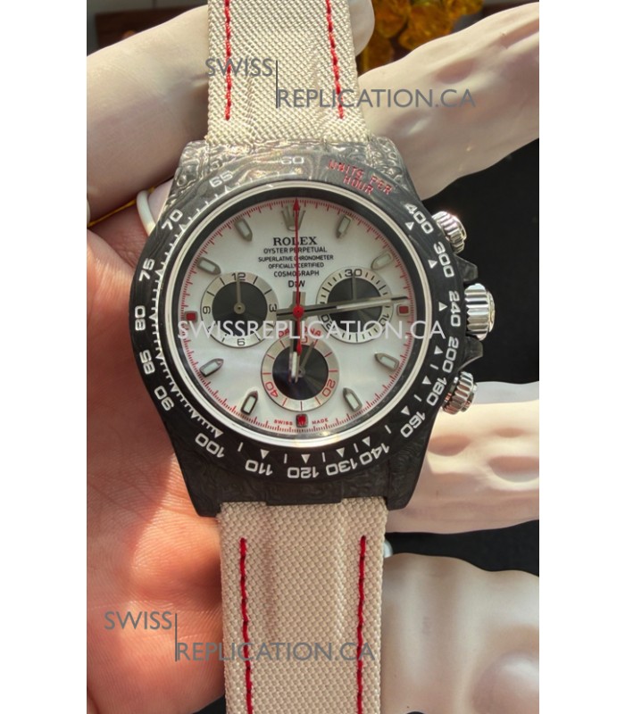 Rolex Daytona DiW Black Carbon Fiber Speedster White Dial Super Clone Watch 
