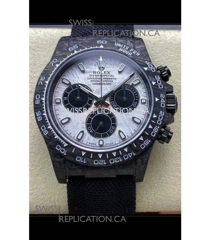 Rolex Daytona Black Carbon Fiber Meteorite Dial Nylon Strap Super Clone Watch 