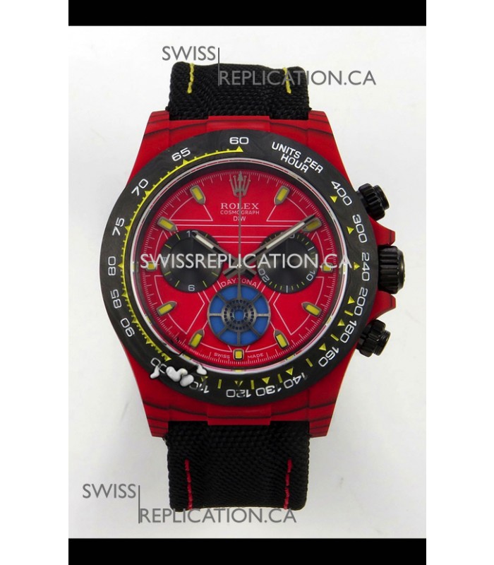 Rolex Daytona DiW Iron Man Red Carbon Super Clone Watch 