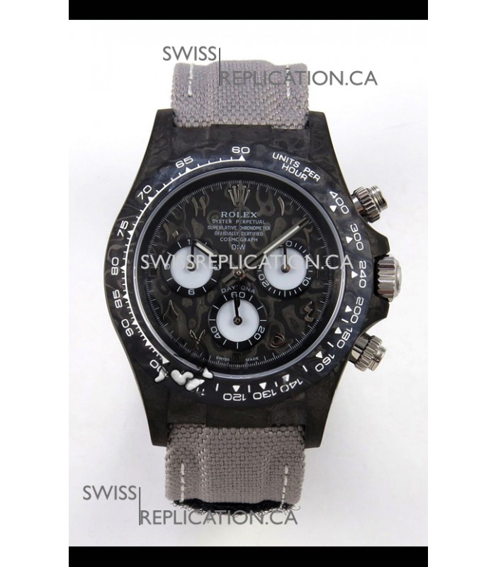 Rolex Daytona DiW Black Carbon Arabic Numerals Super Clone Watch 