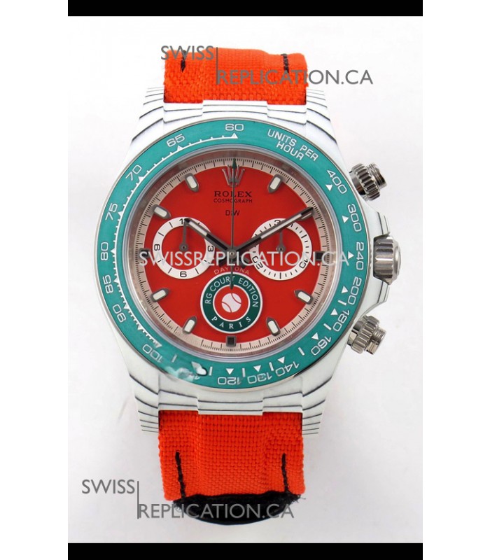 Rolex Daytona DiW RG Course Edition White Carbon Red Dial Super Clone Watch 