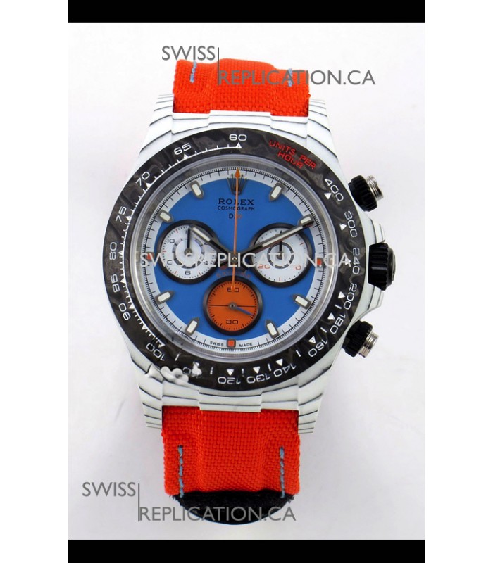 Rolex Daytona DiW Veloce White Carbon Red Dial Super Clone Watch 