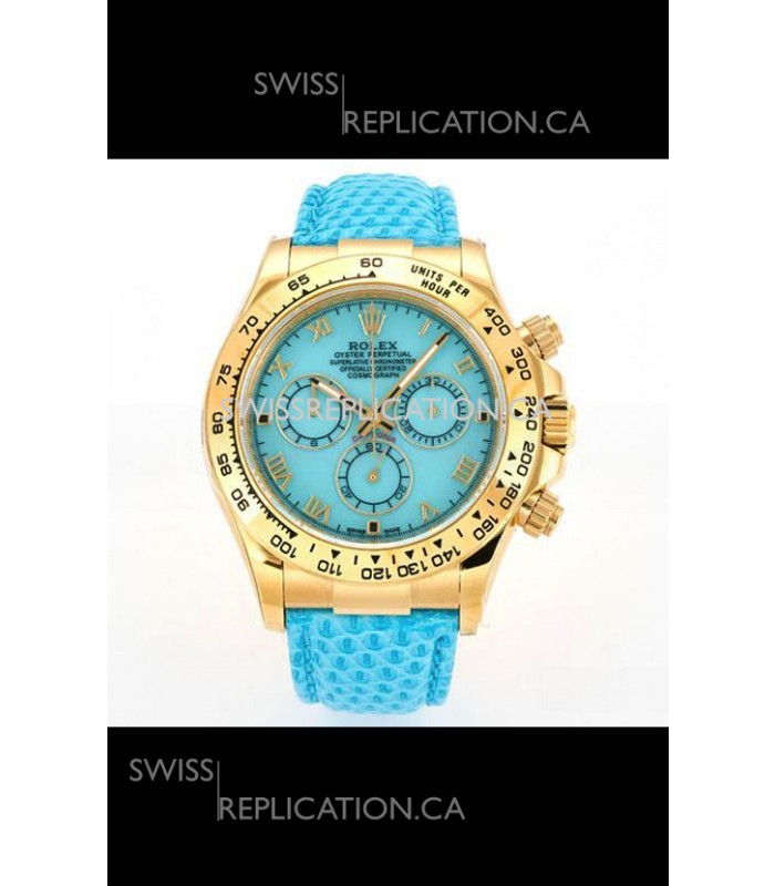 Rolex Daytona 116568 Yellow Gold 4801 Movement Blue Dial Super Clone Watch 
