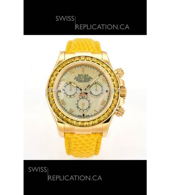 Rolex Daytona 116568 Yellow Gold 4801 Movement Sapphires Yellow Dial Super Clone Watch 