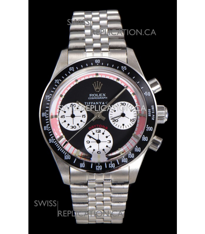 Rolex Daytona Paul Newman 37MM Tiffany & Co Black Dial Manual Wind Super Clone Watch 