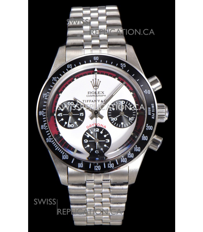 Rolex Daytona Paul Newman 37MM Tiffany & Co White Dial Manual Wind Super Clone Watch 