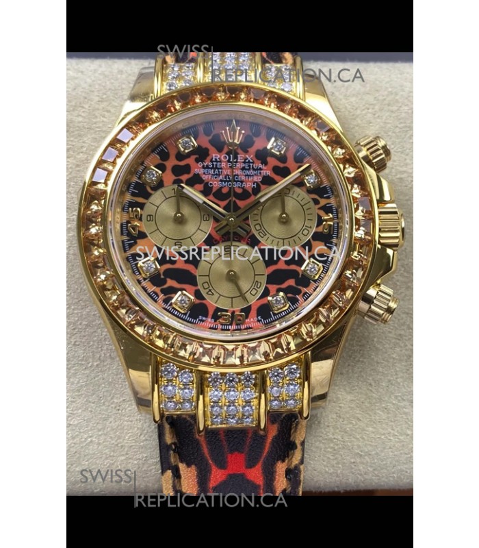 Rolex Daytona 116598 Leopard Yellow Gold Super Clone Watch 
