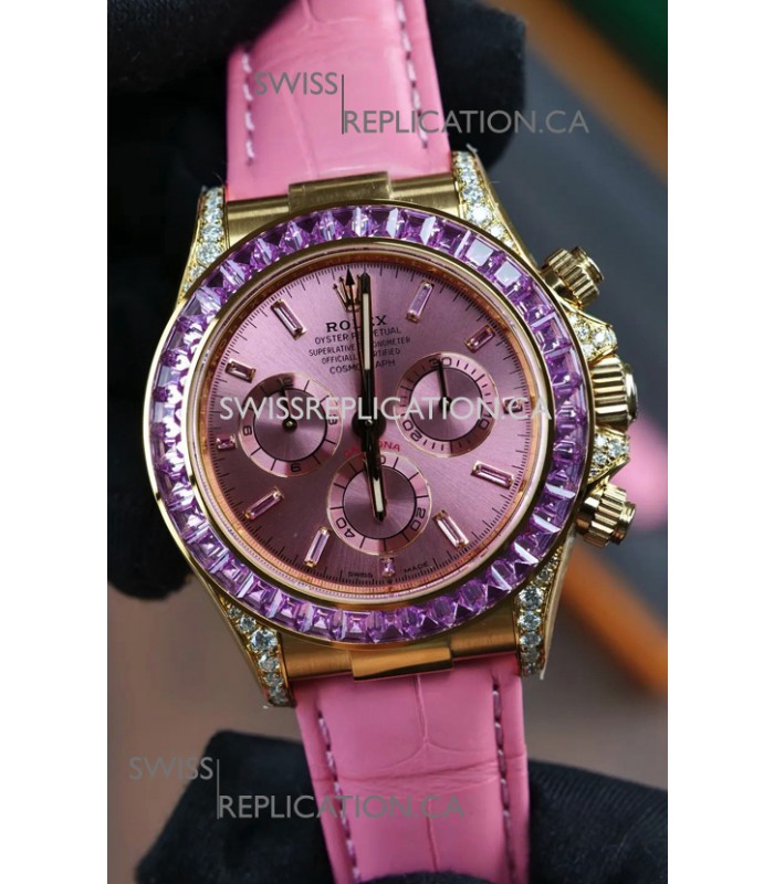 Rolex Daytona 126538TRO Yellow Gold Pink Dial Super Clone Watch 
