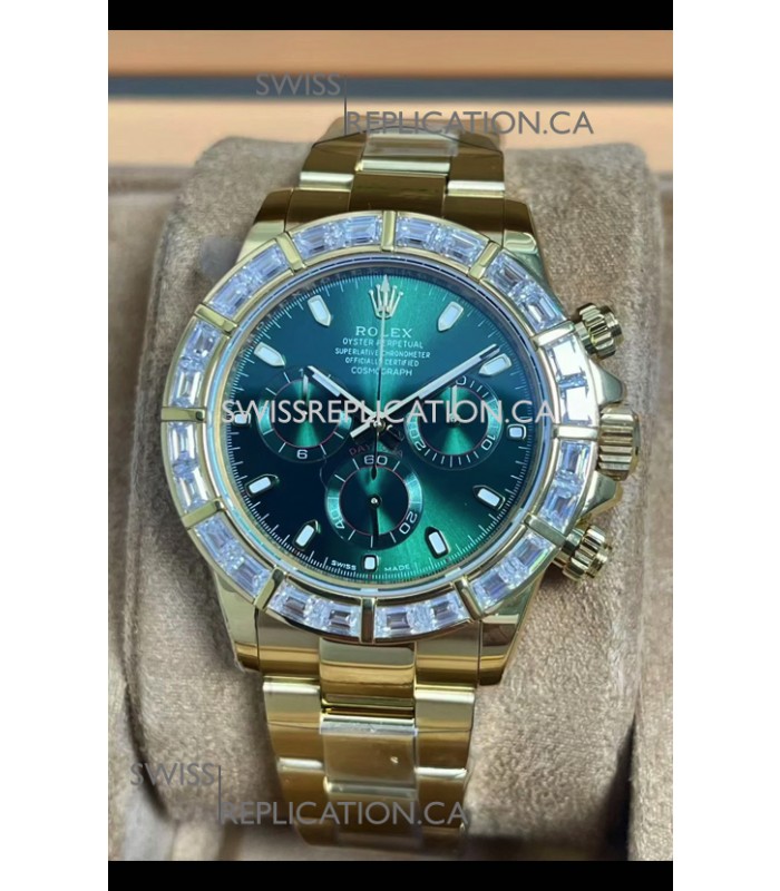 Rolex Daytona 116568 Yellow Gold Green Dial Super Clone Watch 