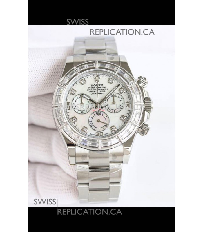 Rolex Daytona 116519 Stainless Steel White Pearl Dial Super Clone Watch 