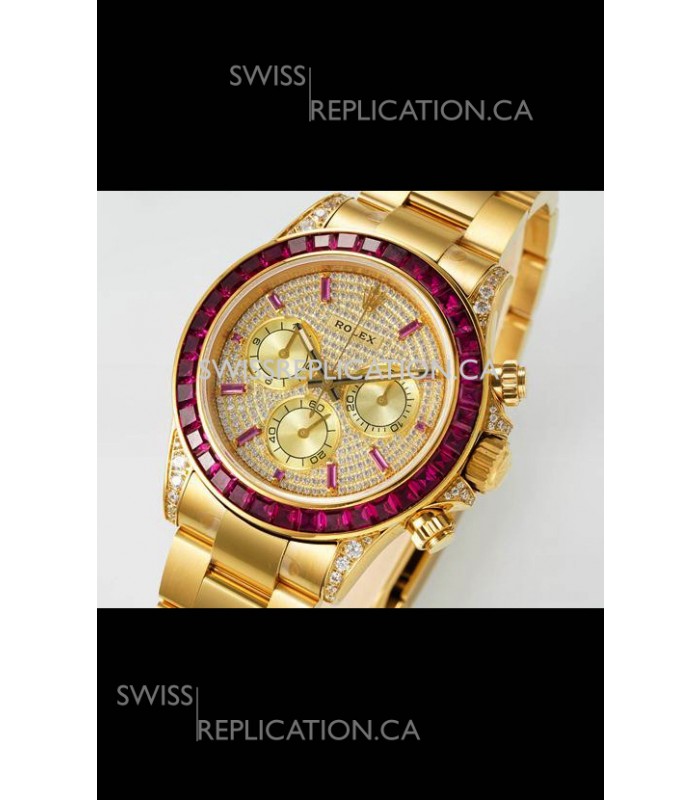 Rolex Daytona 116519 Yellow Gold Diamonds Dial Super Clone Watch 