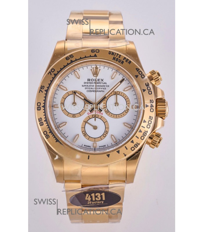 Rolex Daytona 126508 Yellow Gold White Dial FREE SPRUNG MVMT Super Clone Watch 
