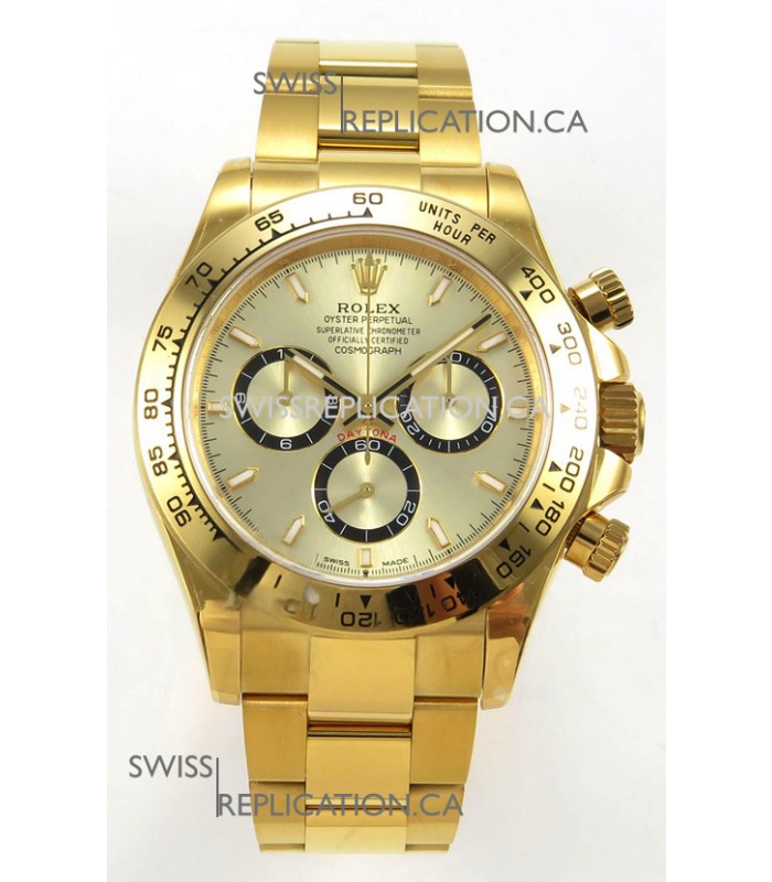 Rolex Daytona 126508 Yellow Gold Dial FREE SPRUNG MVMT Super Clone Watch 