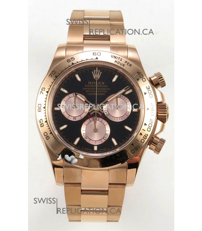 Rolex Daytona 126505 Rose Gold Black Dial FREE SPRUNG MVMT Super Clone Watch 