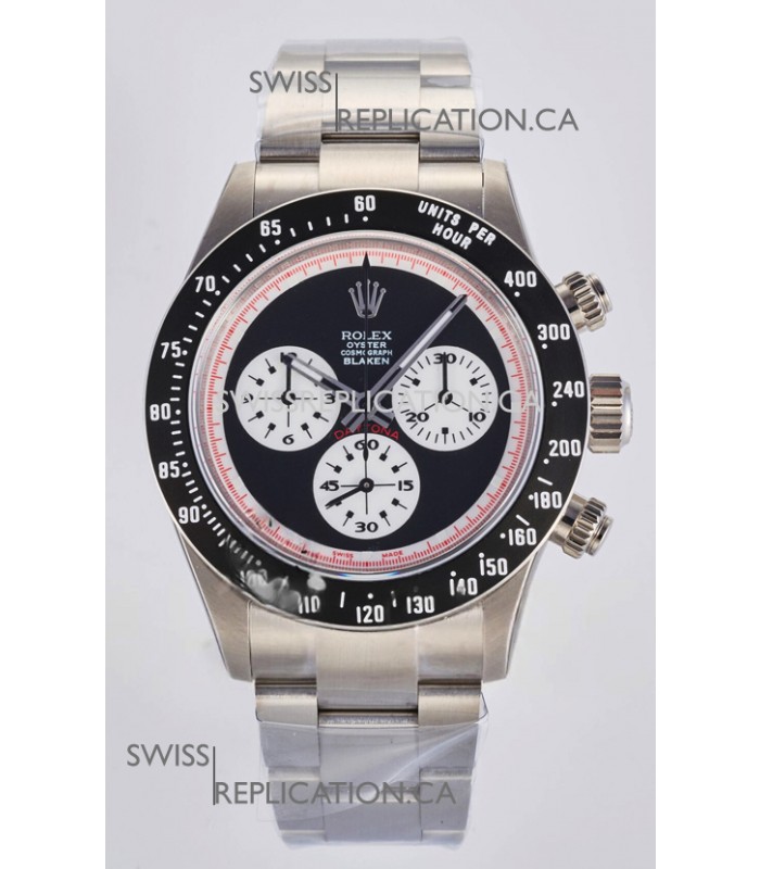 Rolex Daytona Paul Newman Blaken Black Dial Custom Modded 4130 Mvnt Swiss Replica