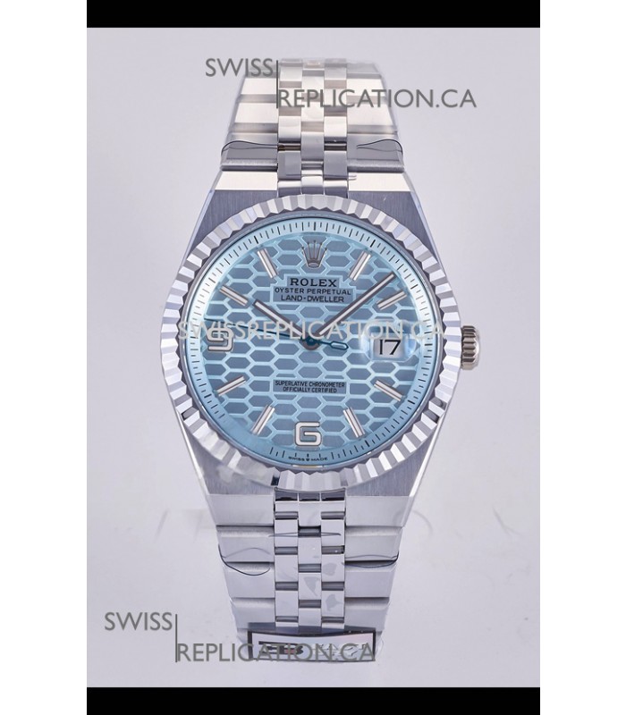 Rolex Land-Dweller 127336 Ice Blue Honeycomb Dial 40MM Super Clone Watch 