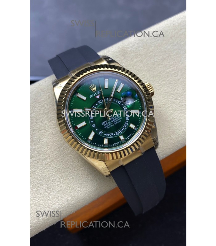 Rolex Sky-Dweller REF# 336238 Green Dial Rubber Strap Super Clone Watch 